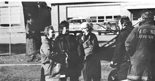 1976 - Chester County Fire Training School Class held at Thorndale with Caln Elementary in Background